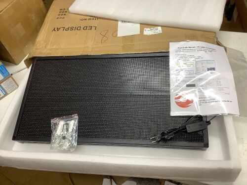 VEVOR LED Scrolling Sign, 27" x 14" WiFi & USB Control, Full Color P5 Programmable Display - Powers On, Switch is Messed Up May Need Repair - Lot 648