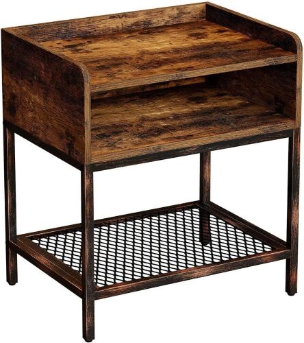 Nightstand with Shelf, Rustic Brown  - Lot 791