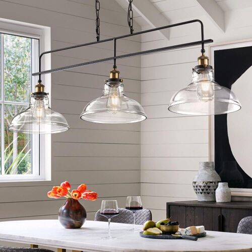 MADSERDERZ 3 Lights Chandelier Vintage Glass Pendant Light  - Lot 715