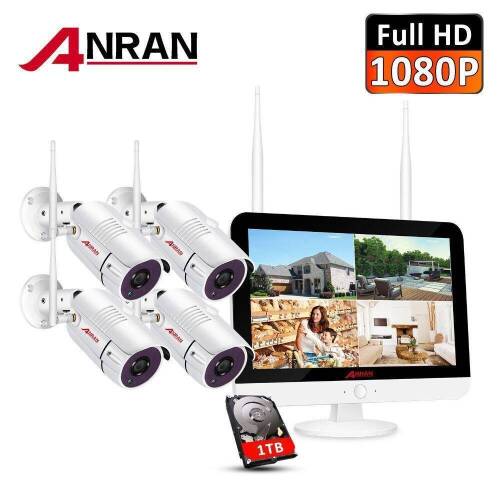ANRAN 1080P HD Home Wireless Security Camera System Outdoor 8CH 1TB w/12"LCD NVR - Lot 63