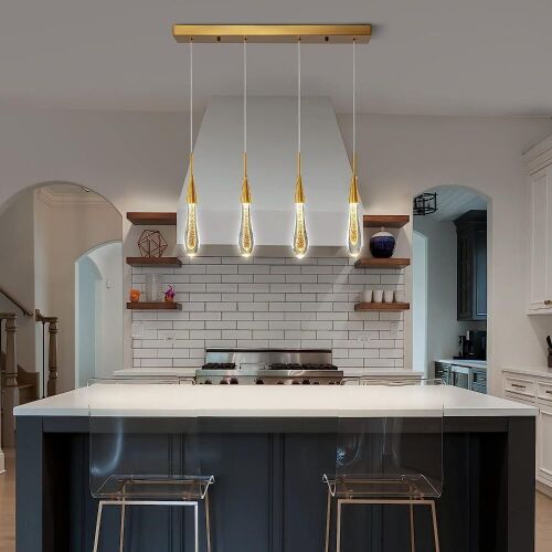 LMQNINE Dimmable LED Modern Gold Mini Teardrop Crystal Pendant Light - Lot 735
