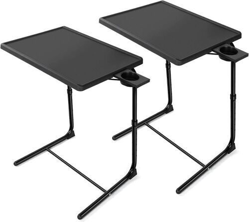 Adjustable TV Tray Tables with 6 Height & 3 Tilt Angle Adjustments, Set of 2  - Lot 765
