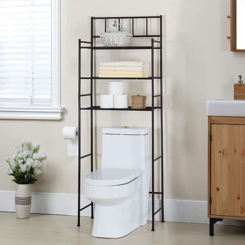 Finnhomy 3 Shelf Bathroom Space Saver Over The Toilet Shelf 23.6" W x 10.25" D x 64.2" H  - Lot 739