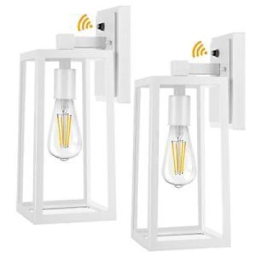 CINOTON 2Pack Dusk to Dawn Outdoor Wall Sconce, White  - Lot 746