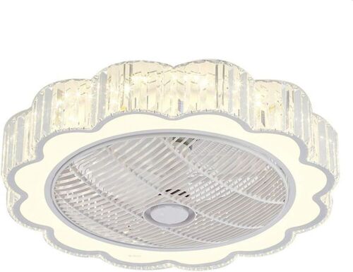 QZFH Invisible Ceiling Fan with Light, Remote Control LED Dimmable, 3 Wind Speeds, Semi Flush Mount 24 inch 40W - Lot 644