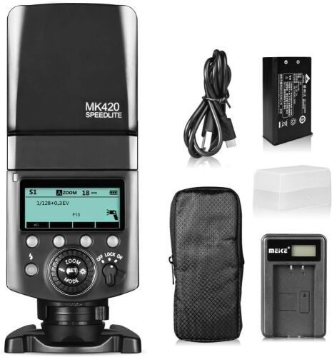 Meike MK420N TTL Li-ion Battery Camera Flash Speedlite with LCD Display Compatible with Nikon D850 D810 D3400 D3300 D3500 Z6 Z7 and Other DSLR Cameras - Lot 710