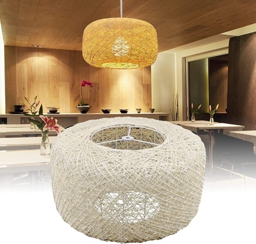 Hand-Woven Bamboo Pendant Light Battery Operated  - Lot 649