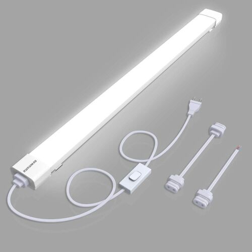 Utility LED Shop Lights Fixture with Plug 4FT 5000K 36W 3600LM Linkable Waterproof  - Lot 686