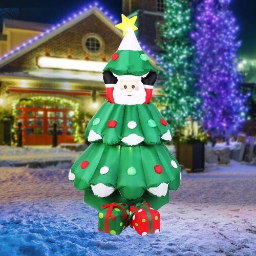 VIVOHOME 6ft Height Inflatable LED Lighted Christmas Tree with Pop up Santa and 2 Gift Boxes - Lot 125