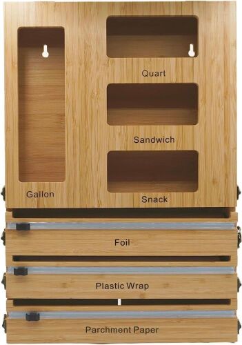 Ziplock Bag Storage Organizer for Drawer, 3 in 1 Dispenser with Cutter - Lot 142