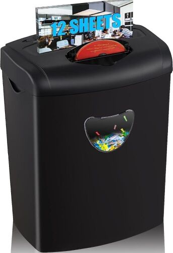 Woolsche Paper Shredder, 12-Sheet Cross Cut with 5.55-Gallon Basket, P-4 Security Level, 3-Mode Design Shred Card/CD/Staple/Clip, Heavy Duty with Jam Proof System - Lot 149