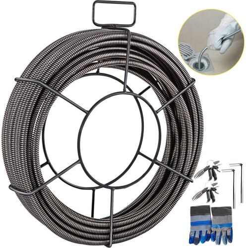 VEVOR Drain Cleaning Cable 100 Feet x 3/8 Inch Solid Core  - Lot 554