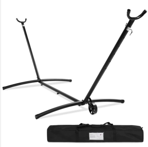 Portable Heavy-Duty Steel Hammock Stand w/ Built-In Wheel, Case - 9ft - Lot 173
