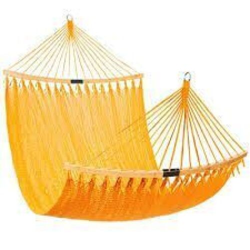 2-Person Woven Polyester Hammock w/ Curved Bamboo Spreader Bar, Carry Bag - Lot 7963