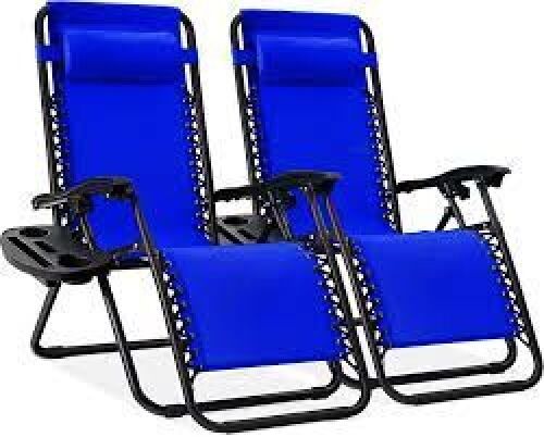 Set of 2 Adjustable Zero Gravity Patio Chair Recliners w/ Cup Holders - Lot 7990