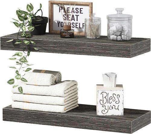QEEIG Grey Floating Wall Shelves 16", Set of 2 - Lot 188