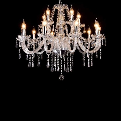 LIUMANG Modern Elegant 15 Lights K9 Crystal Glass Chandelier Pendant, E12 Bulbs Required  - Lot 346