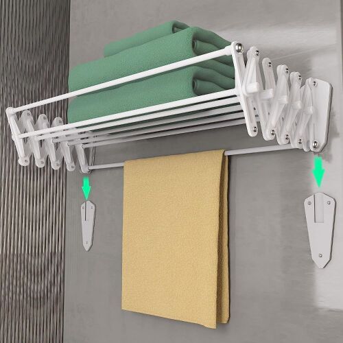 NUTSAAKK 25" Wall Mounted Retractable Clothes Drying Rack - Lot 474