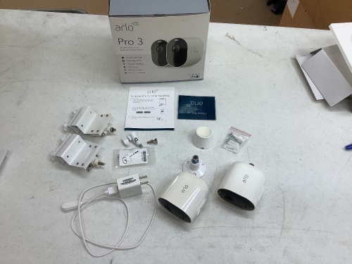Arlo Pro 3 2-Camera Indoor/Outdoor Wire-Free 2K HDR Security Camera System - Lot 586