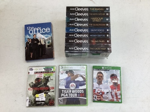 The Office Season 4 DVD, Ann Cleeves TV Vera Stanhope Series Book Set & (3) Xbox Games - Mixed Condition  - Lot 396