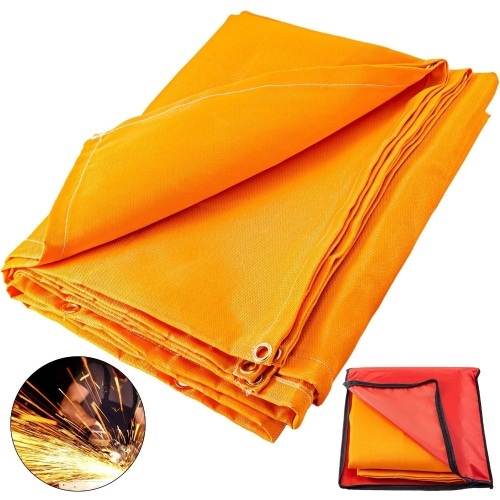 VEVOR 8 x 10 Ft Orange Portable Fiberglass Fire Retardant Welding Blanket with Carry Bag  - Lot 312