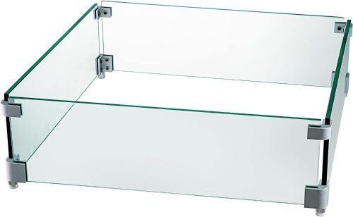 Glass Fire Pit Wind Guard 21 x 21 x 6 Inch 5/16 Inch Thickness  - Lot 655