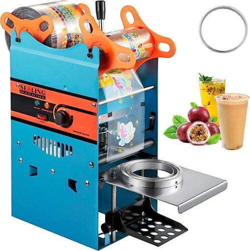 VEVOR Manual Tea Cup Sealer Machine, 300-500 Cup/h, 90/95mm Cup Diameter - Missing Hardware  - Lot 646