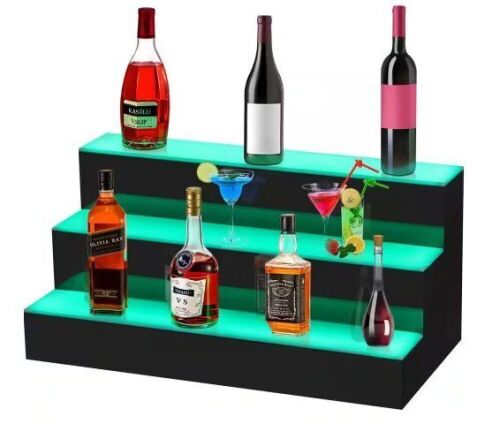 3 Tier 16-Bottle LED Liquor Bottle Display Shelf 24 in. - Lot 674