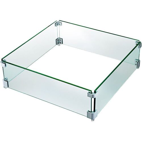 VEVOR Square Fire Pit Wind Guard, 19" x 19" x 6" with 5/16 Inch Thickness Clear Tempered Glass and Non-Slip Feet - Lot 684