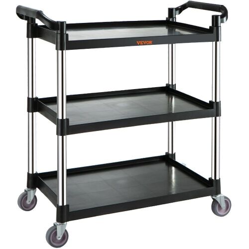 VEVOR 3 Shelf Heavy Duty 154LBS Rolling Utility Cart with Lockable Wheels, 32.7" x 15.7" x 37.4"  - Lot 424