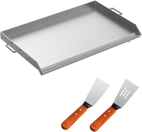 VEVOR Stainless Steel Universal Flat Top Griddle with 2 Handles and Grease Groove with Hole, 32" x 17" - Lot 392
