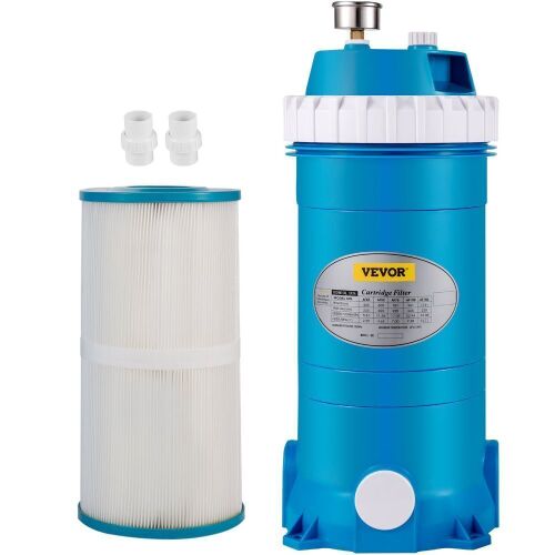 VEVOR 150Sq. Ft Filter Area Swimming Pool Cartridge Filter System w/Polyester Cartridge, Corrosion-proof, Auto Pressure Relieve, 2 Unions Included - Lot 311