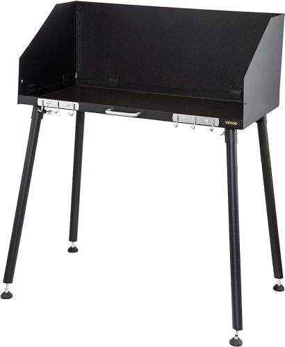 VEVOR Carbon Steel Camp Cooking Table 38 x 16 Inch with Three-Sided Windscreen and Legs for Outdoor Food Preparation and Dutch Oven  - Lot 333