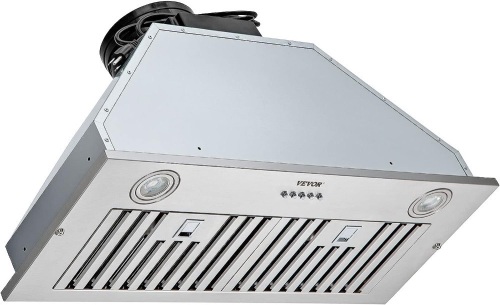 VEVOR 800CFM 3-Speed, 30 Inch Stainless Steel Built-in Kitchen Vent with Push Button Control LED Lights Baffle Filters, Ducted/Ductless Convertible  - Lot 147