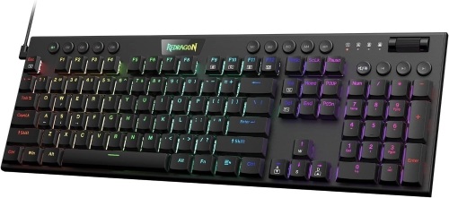 Redragon Horus Wireless RGB Mechanical Keyboard, Bluetooth/2.4Ghz/Wired Tri-Mode Ultra-Thin Low Profile Gaming Keyboard w/No-Lag Cordless Connection, Dedicated Media Control & Linear Switch   - Lot 447