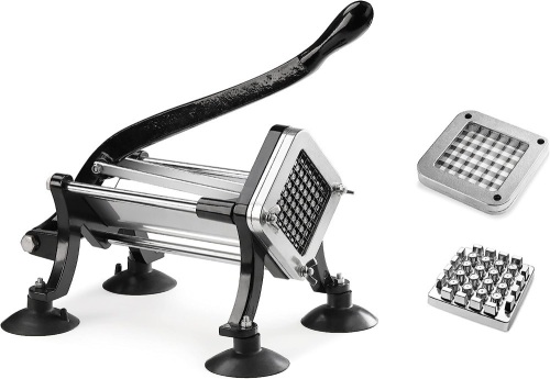 New Star Foodservice Commercial Grade French Fry Cutter with Suction Feet, 1/2 Inch and 3/8 Inch Blades - Lot 92