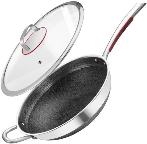 Potinv Hybrid Stainless Steel Wok with Stay Cool Handles 12.5 Inch - Lot 549