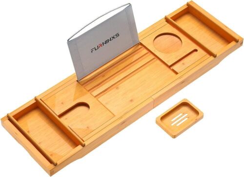 Bamboo Expandable Bathtub Caddy Tray  - Lot 566