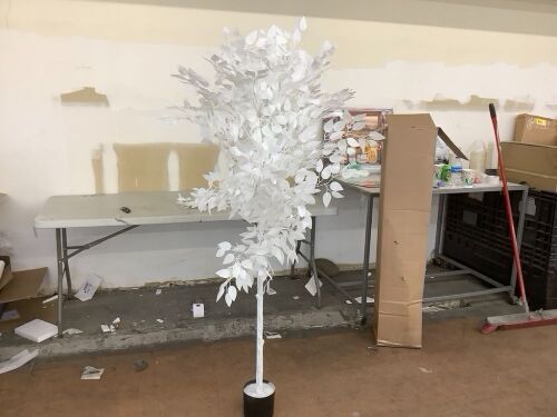 White Artificial Ficus Tree, Some Branches Need Fixed  - Lot 171