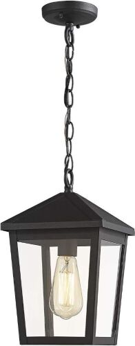 Zeyu Outdoor Pendant Light, Black Finish with Clear Glass - Lot 156