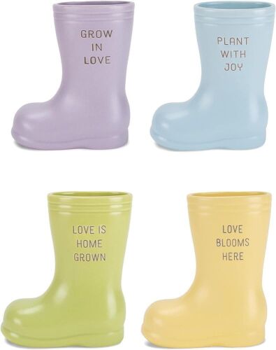 NAT & Jules Bright Colorful 7 inch Ceramic Boot Planter Containers, Set of 4  - Lot 221