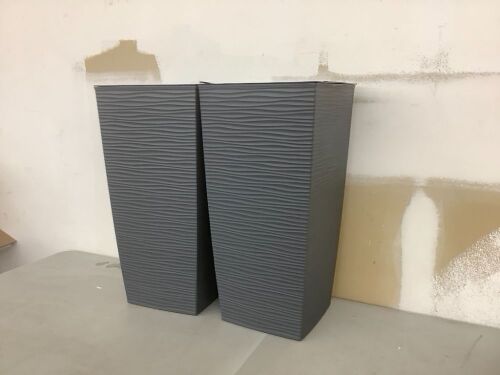 Janska by Mueller M-Resin Heavy Duty Tall Planter, 24”, Built-in Drainage, Dark Gray, Set of 2 - Broken Edge  - Lot 115