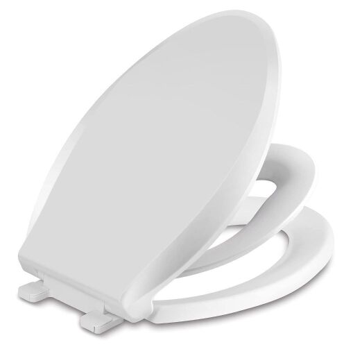 CcBello Elongated Toilet Seat with Built in Potty Training Seat, Slow Close, White 18.5"  - Lot 107