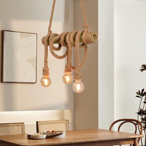 Arturesthome 3 Heads Hemp Rope Pendant Light - Lot 226