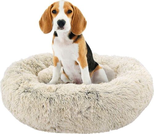 FuzzBall Fluffy Luxe Donut Pet Bed, Machine Washable, Waterproof Base, Anti-Slip for Pets up to 45lb - Lot 236