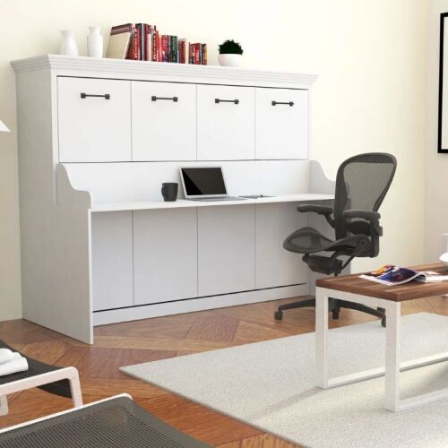 Leto Muro White Full Landscape Wall Bed with Desk & Headboard  - Lot 16