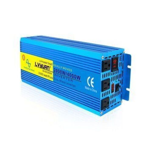 LVYUAN 2000W Pure Sine Wave Inverter DC 12V to AC 110V with LCD Display with 3 AC Sockets - Lot 126