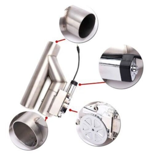 Universal Stainless Steel 2.5 Inch Electric Exhaust Cutout Motor Valve Kit Catback Single Y Pipe with Remote Kit - Lot 362