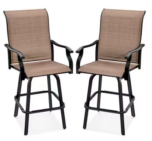 Set of 2 Swivel Barstools w/ 360 Rotation, All-Weather Mesh  - Lot 39