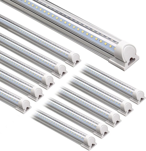 Barrina LED Shop Light, 8FT 72W 9000LM 5000K, Daylight White, V Shape, Clear Cover, Hight Output, Linkable , T8 LED Tube Lights, for Garage 8 Foot with Plug (Pack of 10) - Lot 8419